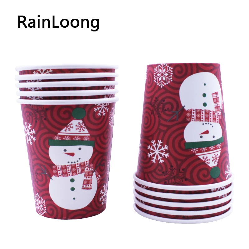 [RainLoong] Одноразовый бумажный стаканчик для еды 7 &quotСнеговик Рождественская елка