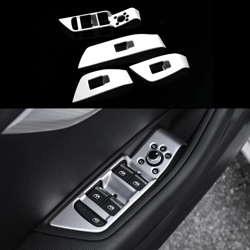 

car accessories 4x Chrome Door Armrest Window Lift Button Frame Cover Trim For Audi A4 B9 17-18 & A5 2018