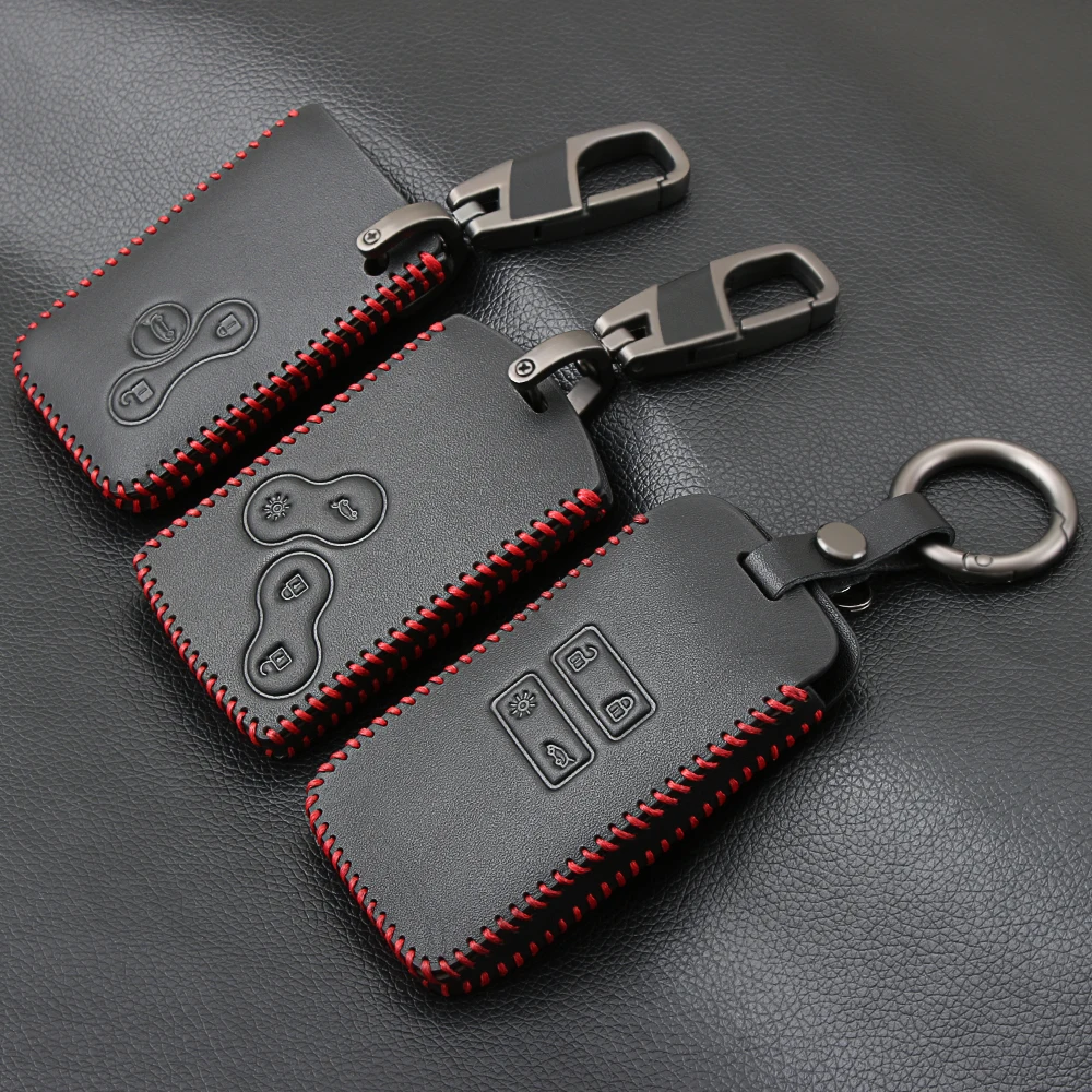 

Leather Car Key Cover Car Style Cover Case For Renault Kadjar Clio Megane 2 3 4 Koleos Logan Scenic Card Case Keychain Key cases