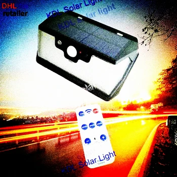 

55 LED 900lm Solar Light remote control radar smart 3 side lighting 2018 Path Lights New Sola cam street wall lamp yard camp g