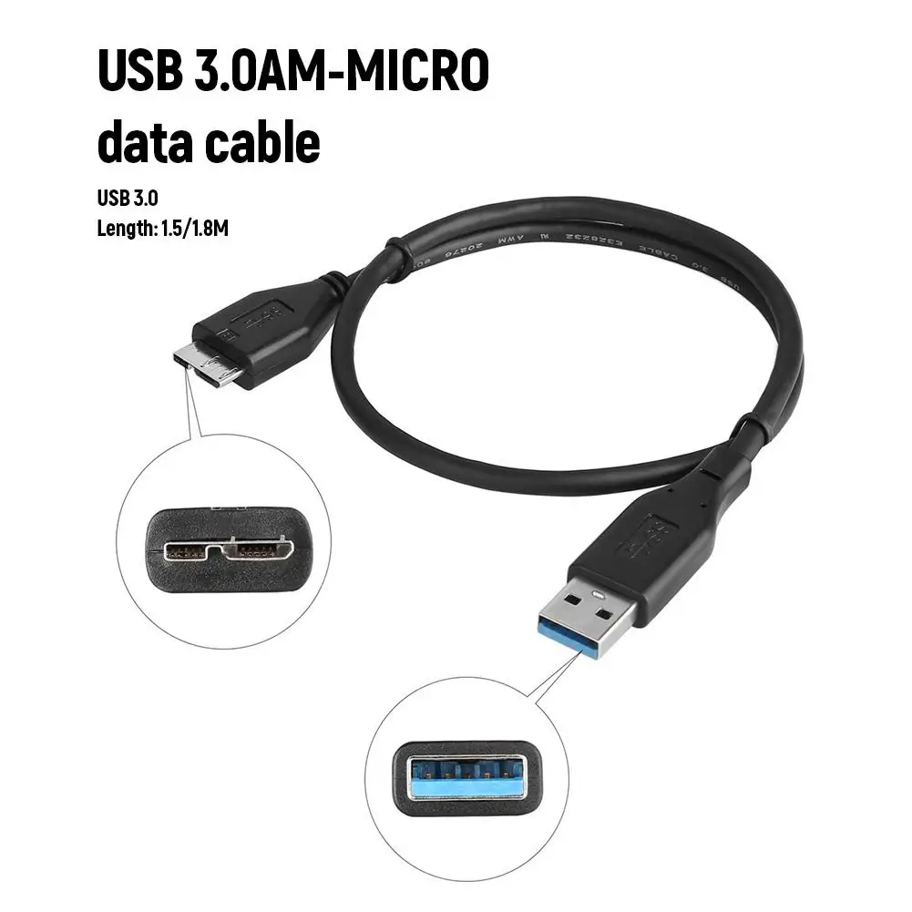 

USB 3.0 Data Cable Mobile Hard Disk A-Male To Micro-B Data Cable