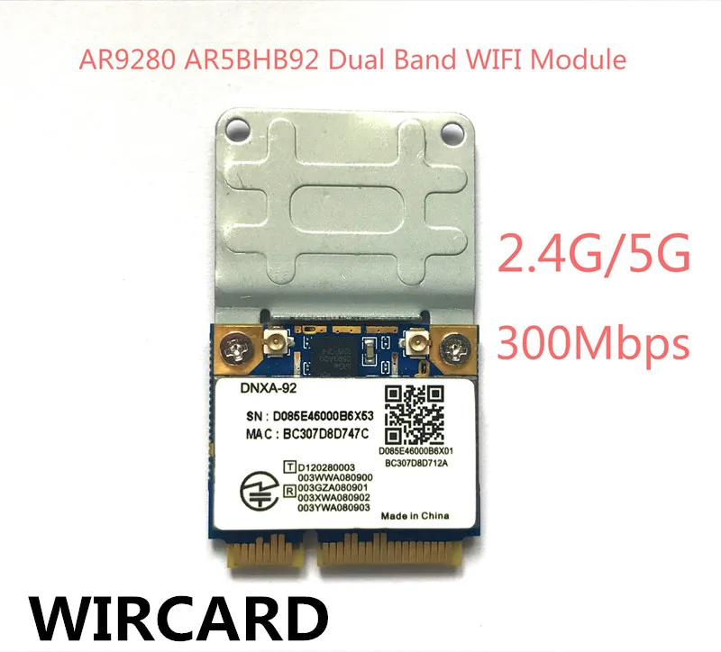 AR9280 AR5BHB92 Двухдиапазонная 2 4 ГГц и 5 802.11a/b/g/n 300Mbp беспроводная Wi Fi мини pci e карта|mini