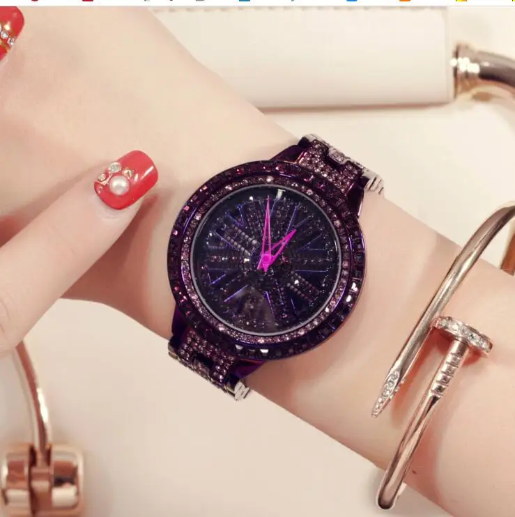 

Fashion Luxury Revolving Watch Rhinestone Bracelet Watch Ladies Quartz Watch Casual Women Wristwatch Relogio Feminino