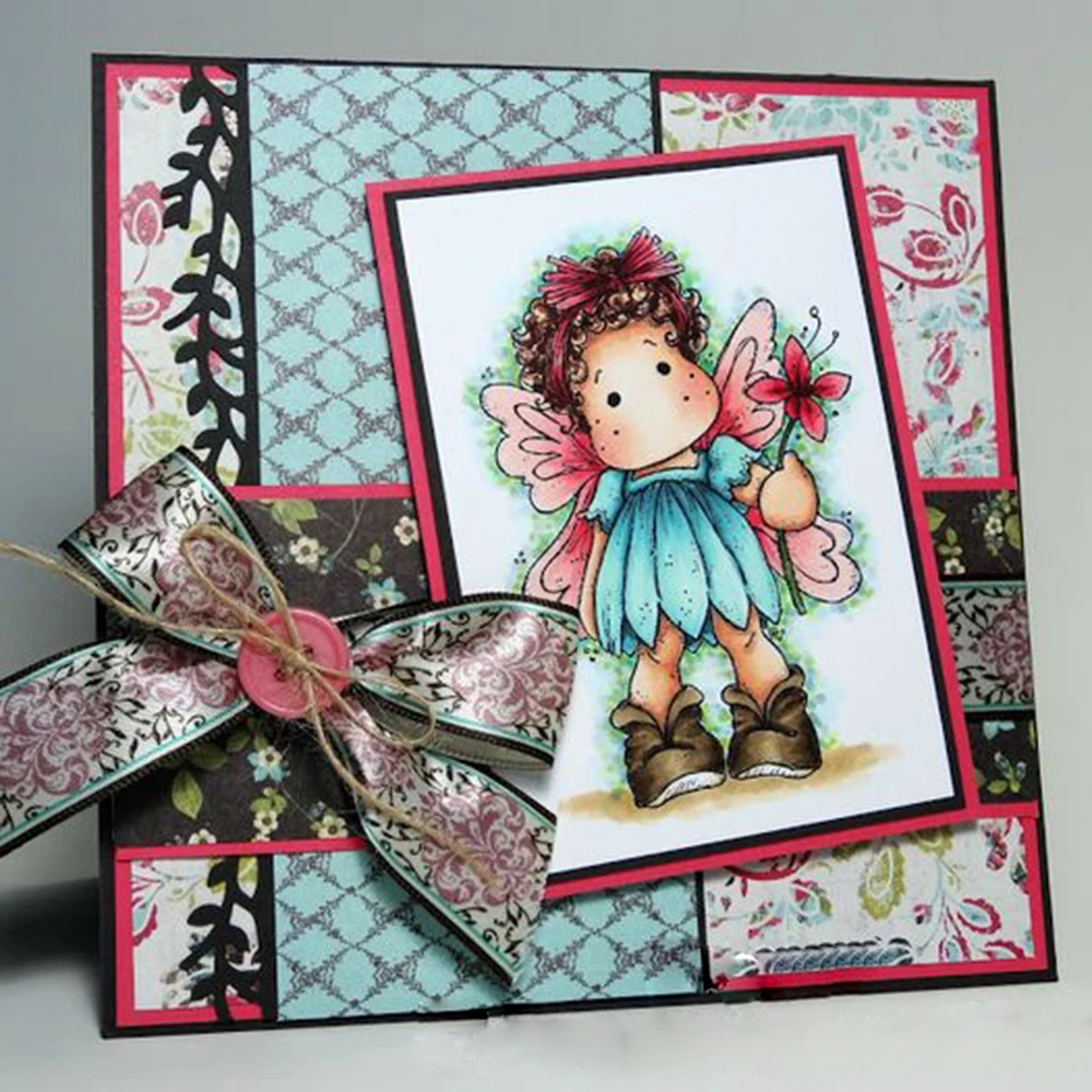 

Butterfly Girl Transparent Clear Stamps + Metal Cutting Dies Stencils Scrapbooking Embossing Album Paper Cards Decor DIY Crafts