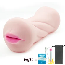 gelugee Suck Men Artificial Vagina Real Pussy Both Ends Usabel Male Masturbator usb Heater Sexo for
