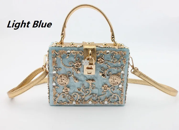 Новая сумка-тоут, вечерняя сумка, сумка-клатч с бриллиантовым цветком, роскошная акриловая Сумочка, вечерние сумочки для банкета, женская сумка на плечо - Цвет: 05 Light Blue