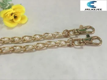 

Free shipping (2 PCS/lot) 120 cm light gold pearl chain with chain shoulder belt of ladle bag accessories