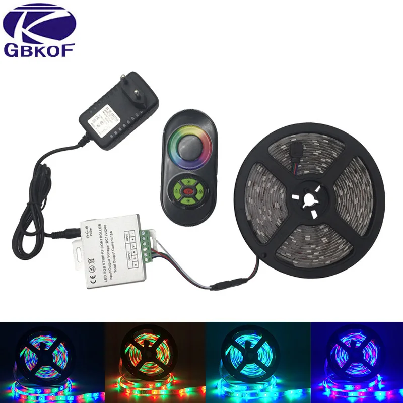 

RGB led strip light 5M 10M 15M 20M 2835 SMD waterproof led light IP20 IP65 Flexible LED Strip adapter Touch remote rgb full set
