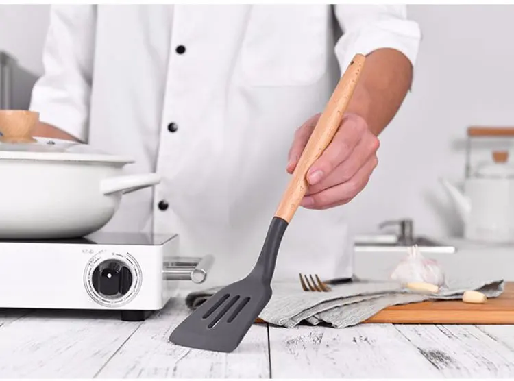 Кухонная утварь набор инструментов для приготовления пищи деревянная ручка ложка лопатка термостойкая Антипригарная посуда для выпечки принадлежности