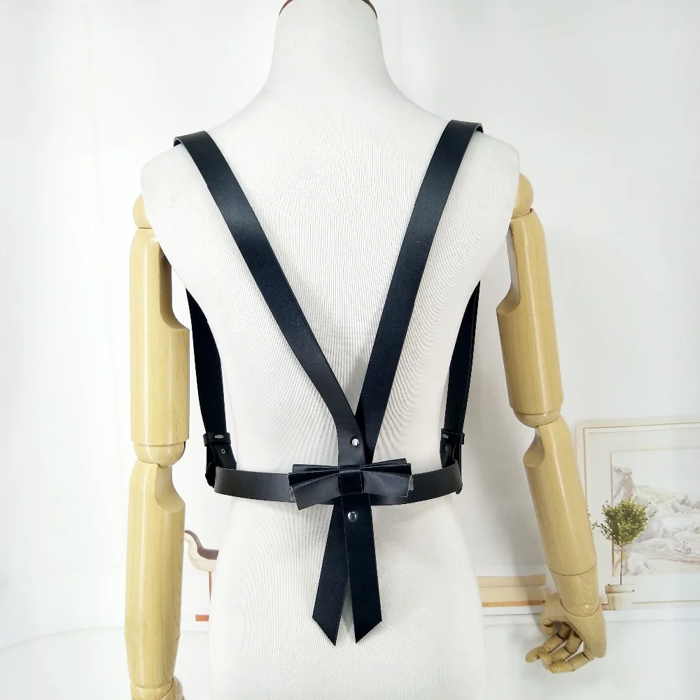 UYEE Sexy Pu Leather Women Body Harness Bondage Cage Bow Tie Waist Belt Rave Top Sexy Cosplay High Quality Garters LB-043