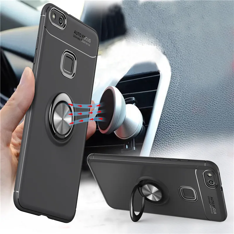 Luxury Shockproof Protection case For huawei P10 matte hard pc+soft silicon back cover For huawei P10 Lite Metal Ring Bracket01
