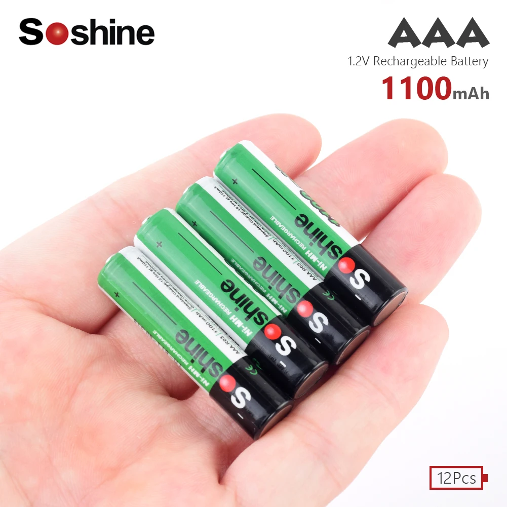

New 12Pcs/lot nimh AAA battery 1100 mAh 3A Rechargeable battery NI-MH 3A 1.2 V aaa battery for Clocks, mice, computers, toys