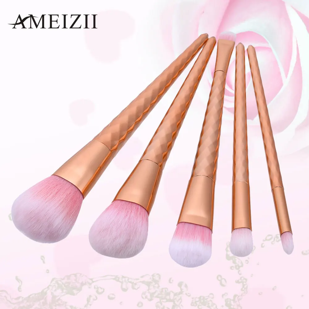 

AMEIZII 5/8/10pcs/set Golden makeup brushes Wavy pattern eye shadow Foundation Powder Eyebrow Eye Contour Cosmetic Makeup Tool