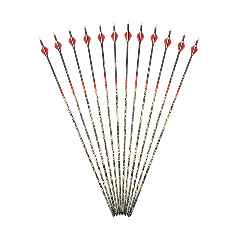 

3/6PCS Archery Spine 300 Pure Carbon Arrows Replaceable Arrowhead ID 6.2mm For Compound Recurve Bow Outdoor Hunting Arrows