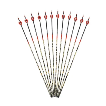 

3/6PCS Archery Spine 300 Pure Carbon Arrows Replaceable Arrowhead ID 6.2mm For Compound Recurve Bow Outdoor Hunting Arrows