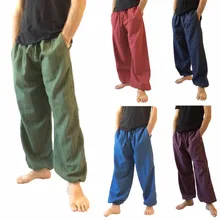 Хлопок Для мужчин длинные брюки хип-хоп шаровары для бега эластичный пояс свободные широкие мешковатые штаны Harajuku сплошной плюс Размеры