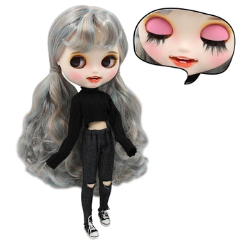 

1/6 bjd factory blyth doll blue mix golden hair, new matte face with teeth, white skin joint body 30cm BL6227/2023