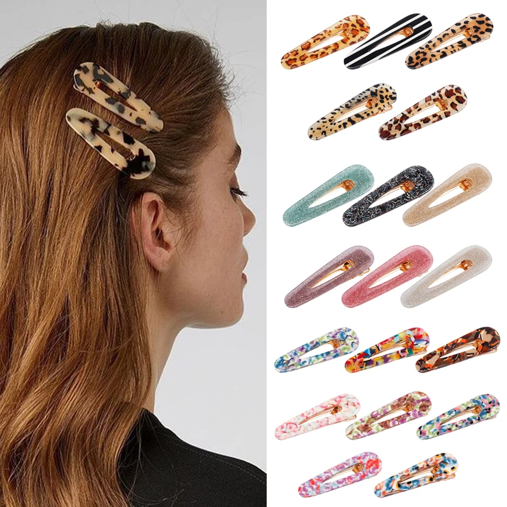 

1 PC 7 CM New Children Girls Acrylic Hollow Waterdrop Rectangle Hair Clips Tin Foil Hairpin Barrettes Headbands Hair Accessories