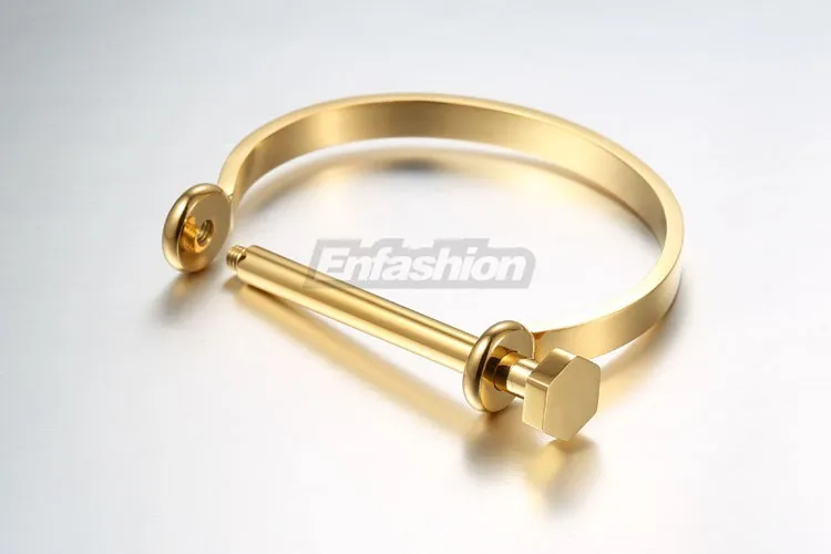 Enfashion Браслет-манжета с u-образной окантовкой, нарукавная повязка золотого цвета, браслет с винтом для женщин, браслеты