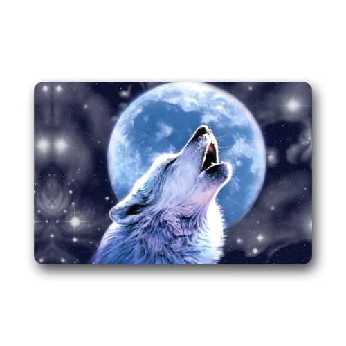 

Memory Home Wolf Howling At Moon Pattern Non-Slip Indoor Doormat Kitchen Mats Living Room Bath Carpet Bedroom Rugs