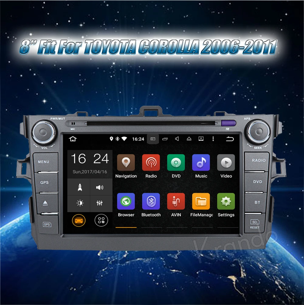 Perfect Krando Android 9.0 8" 2 din car radio gps for toyota corolla 2006-2011 dvd player navigation multimedia system WIFI 3G BT DAB+ 1
