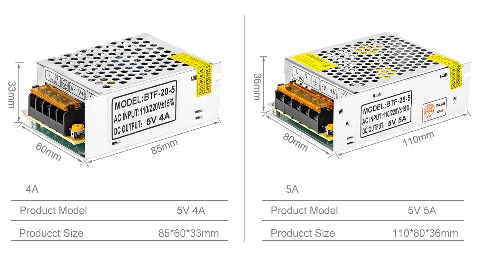 5 V 2A/3A/4A/5A/8A/10A/12A/20A/30A/40A/60A переключатель светодиодный Питание Трансформеры WS2812B WS2801 SK6812 SK9822 APA102 Светодиодные ленты