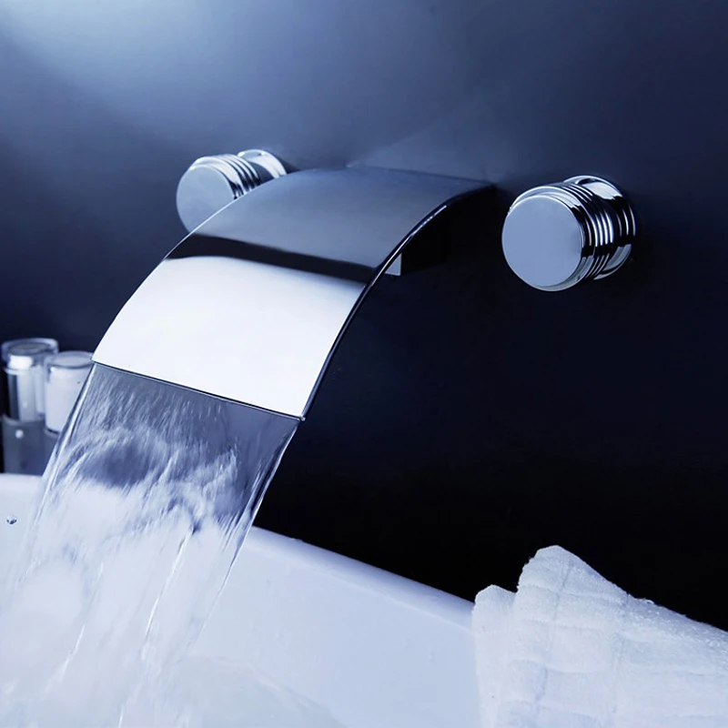 Free shipping Luxury three piece bathroom faucet brass chromed basin