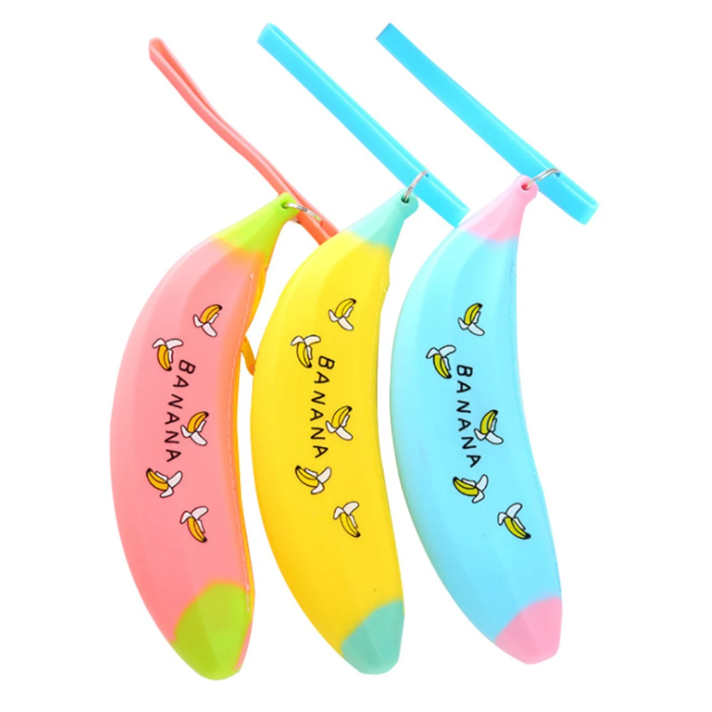 

Creative banana pencil case for girls Kawaii Silicone green onions pen pouch Storage bags Key Wallet Promotional Gift Stationery