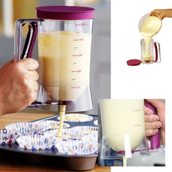 

HIPSTEEN 900ml Handle Cake Making Helper Cup Pastry Batter Dispenser with Measuring Label Manual Pancake Cream Containers