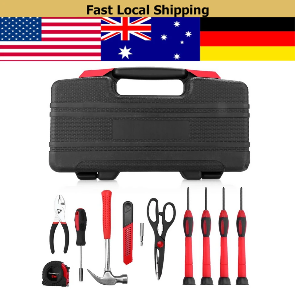 1 Set 38 Piece DIY Household Home Hand Tool Set Kit Box Hammer Pliers