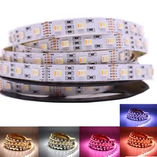 12mm pwb rgb cct led strip 5050 dc12v/24 v luz flexível rgb + branco + branco quente 5 cor em 1 chip led 60 led/m 5 m/lote à prova dwaterproof água