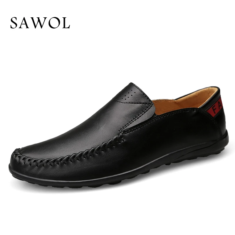 

Sawol Men Casual Shoes Brand Men Shoes Genuine Leather Men Flats Slip On Men Sneakers Plus Big Size Spring Autumn