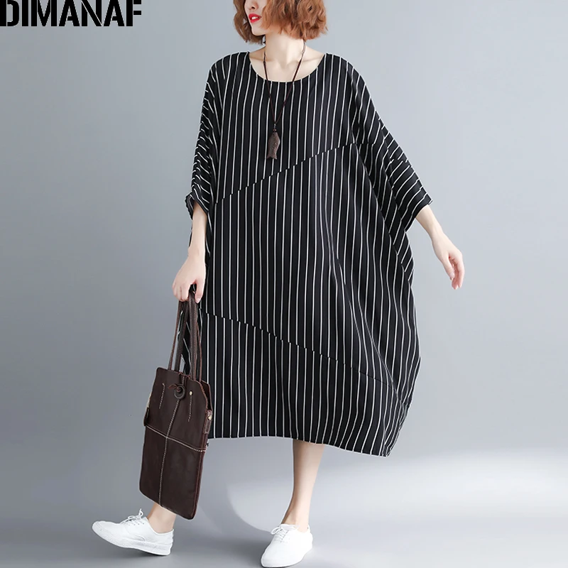 DIMANAF женское платье больших размеров одежда для женщин Vestidos рукав летучая мышь в