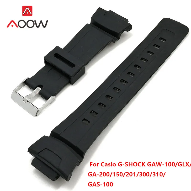 Silicone Gelang Jam Casio G Shock GAW 100 /GLX/ GA 200/150/201/300/310/Gas  100 Hitam Penggantian Band Tali Aksesoris|Watchbands| - AliExpress