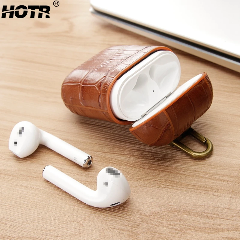 

Crocodile Pattern Genuine Leather Earphone Case Bag for Airpods Protective Cover Skin Accessory for Apple Airpods Charging Box
