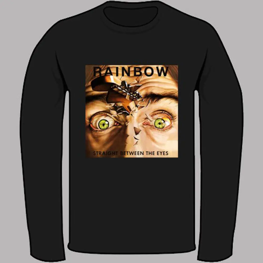 RAINBOW Straight Between The Eyes рок-группа Черная футболка с длинным рукавом Размер S-3XL |