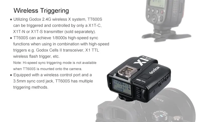 Godox 3 шт. TT600 2,4G Беспроводная вспышка для камеры+ X1T-Transmitter беспроводной триггер для вспышки для Canon Nikon фужи Олимпус sony