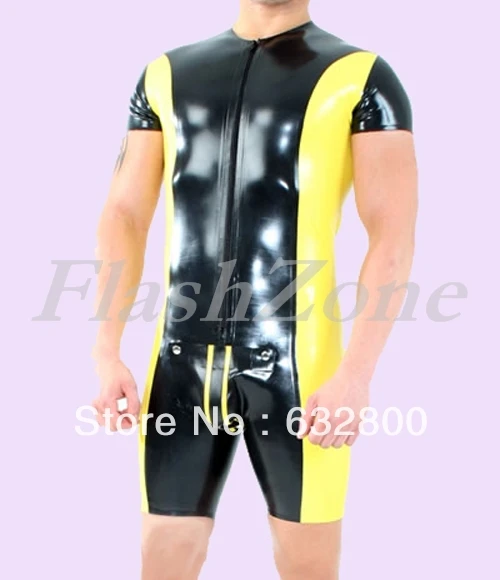 

Free shipping!!! 100% handmade latex rubber catsuits for men with cod piece