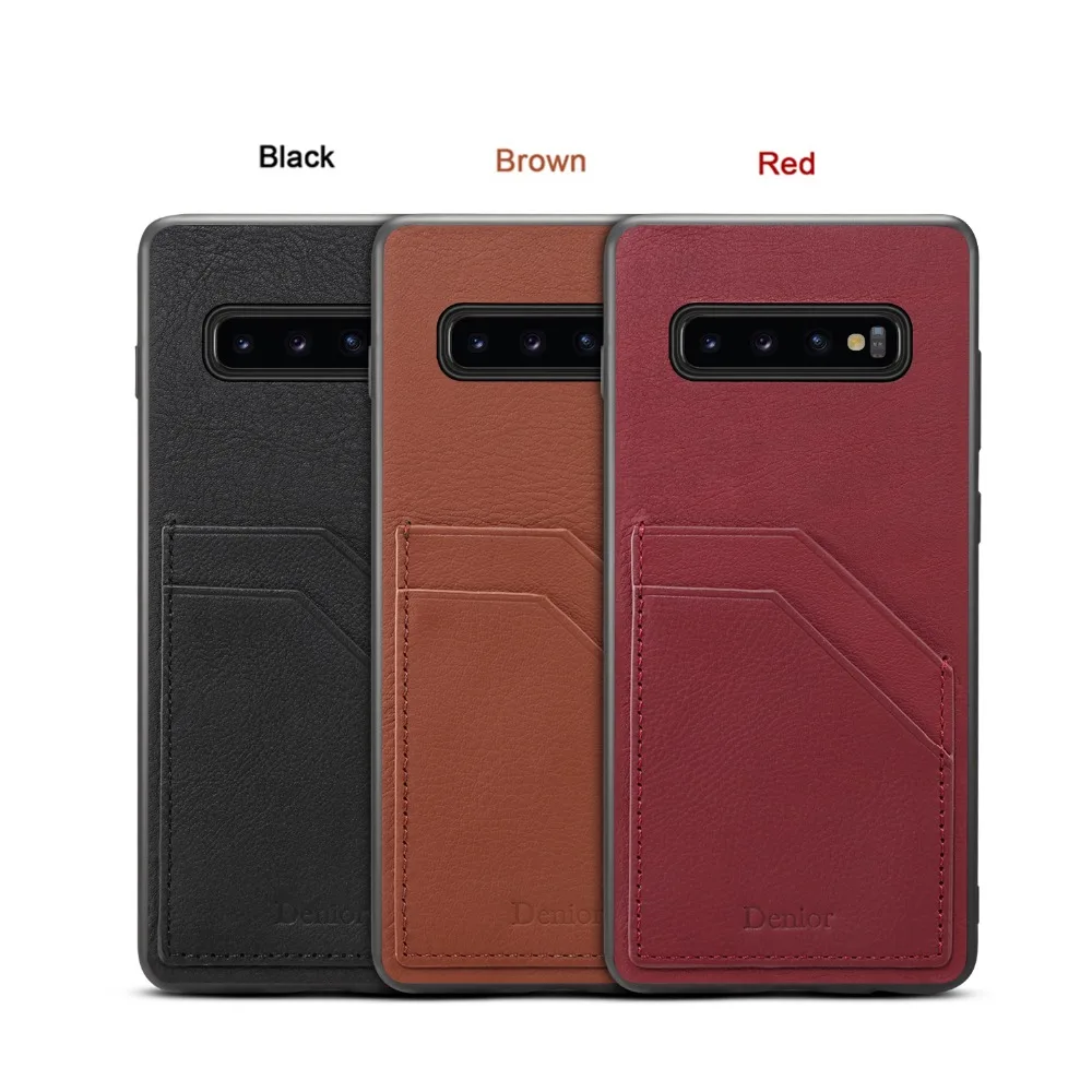 Genuíno de Luxo Negócio com Slots Case para Samsung Couro Estilo Cartão Telefone Volta Galaxy S10 Plus Nota 9 Capa 1 Cheap Caso de telefone & Covers