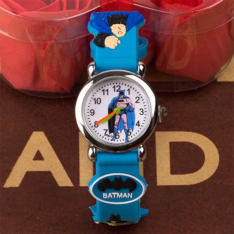Новый 2019 Бэтмен 3D ребенок часы детские резиновые Наручные часы для детской мальчики девочки студенты часы Relogio Kol saati дропшиппинг