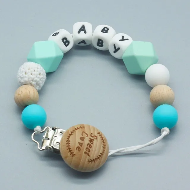 Pacifier Clip Dummy Holder Soother Teether Chain Personalised Baby Shower Gift Name Silicone Beads Custom Newborn Organic BPA