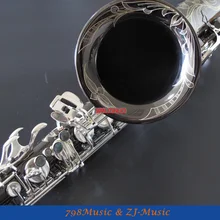 Черный никель корпус и серебряные ключи тенор-саксофон Bb ключ высокий F чехол, черные жемчужные пуговицы