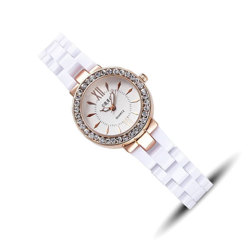 Fashion Automatic women wristwatch Ladies quartz white black simulated ceramic Watch top quality woman waterproof clock