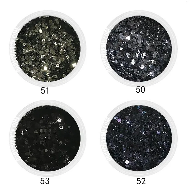 4colors 10g/jar Iron Black Glitter Nail Set Nail Art Gradient Glitter Powder Dust Ultra-fine Acrylic Glitter Powder For Crafts