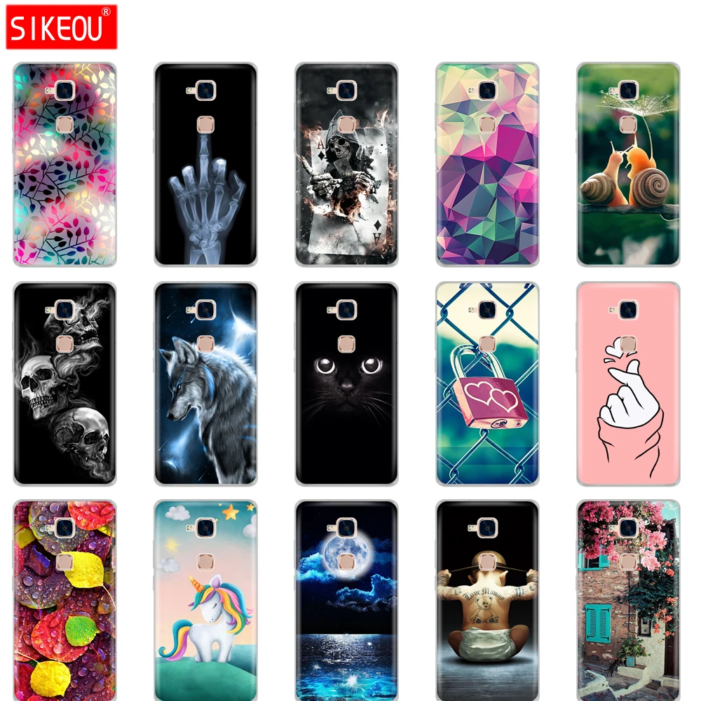 

cover phone case for huawei honor 5C soft tpu silicone back cover 360 full protective printing transparent clear coque flower