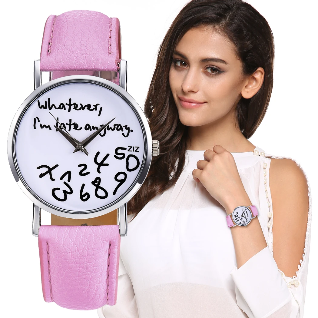 

FANALA 2017 Women Fashion Synthetic Casual Leather Large Watch Quartz Dial Letter Analog Wrist Watch Dress a gift Wristwatches