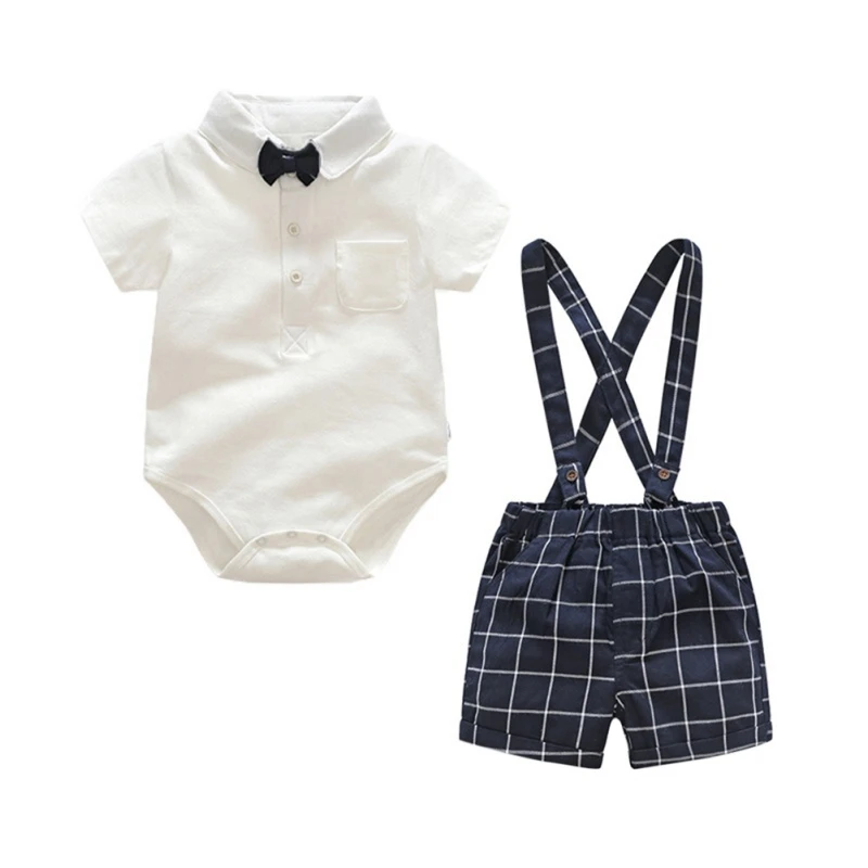 Summer Casual Cotton Newborn Baby Boy Gentleman Set Short Sleeve Plaid Suspender Pants Cute Kit Kids Toddler Overalls 0-4Y Summer Casual Cotton Newborn Baby Boy Gentleman Set Short Sleeve Plaid Suspender Pants Cute Kit Kids Toddler Overalls 0-4Y