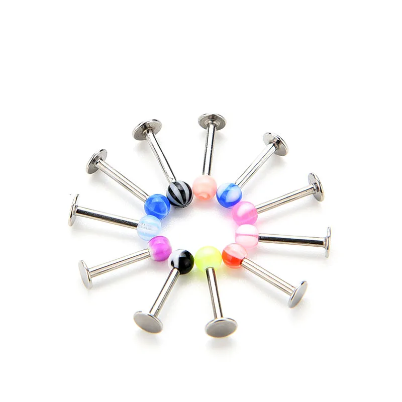 

10 Pcs Hot Selling Delicate Stylish Stainless Steel Ball Top Lip Studs Ear Rings Tragus Body Piercing