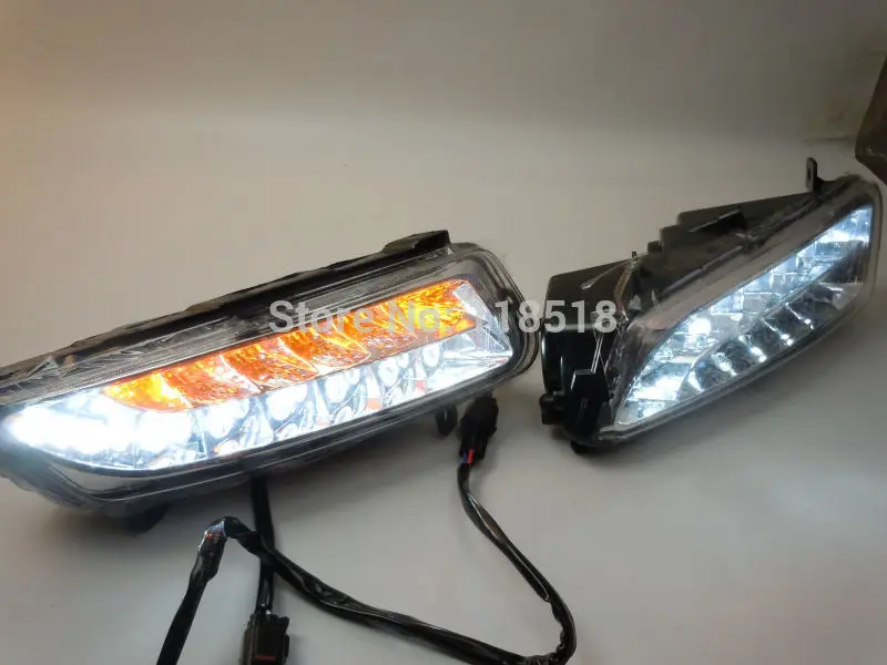 free shipping, VW polo led drl daytime running light fog lamp+Yellow turn signals+automatic OFF and Dim function+fog lamp frame Wholesale Automobiles & Motorcycles