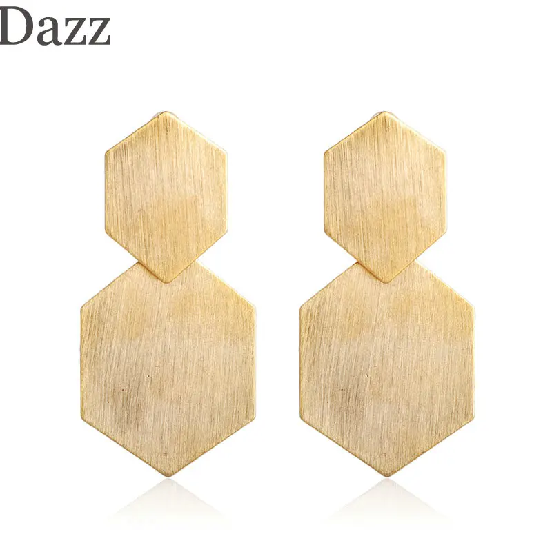 Dazz Модные Преувеличенные медные серьги в форме Шестиугольника золотые
